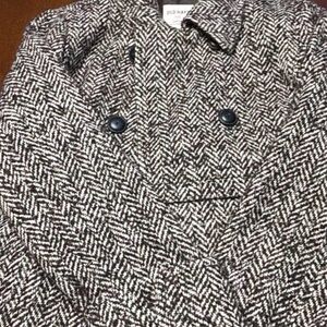 Old Navy Woman’s  Herringbone Pea Coat - Black and White